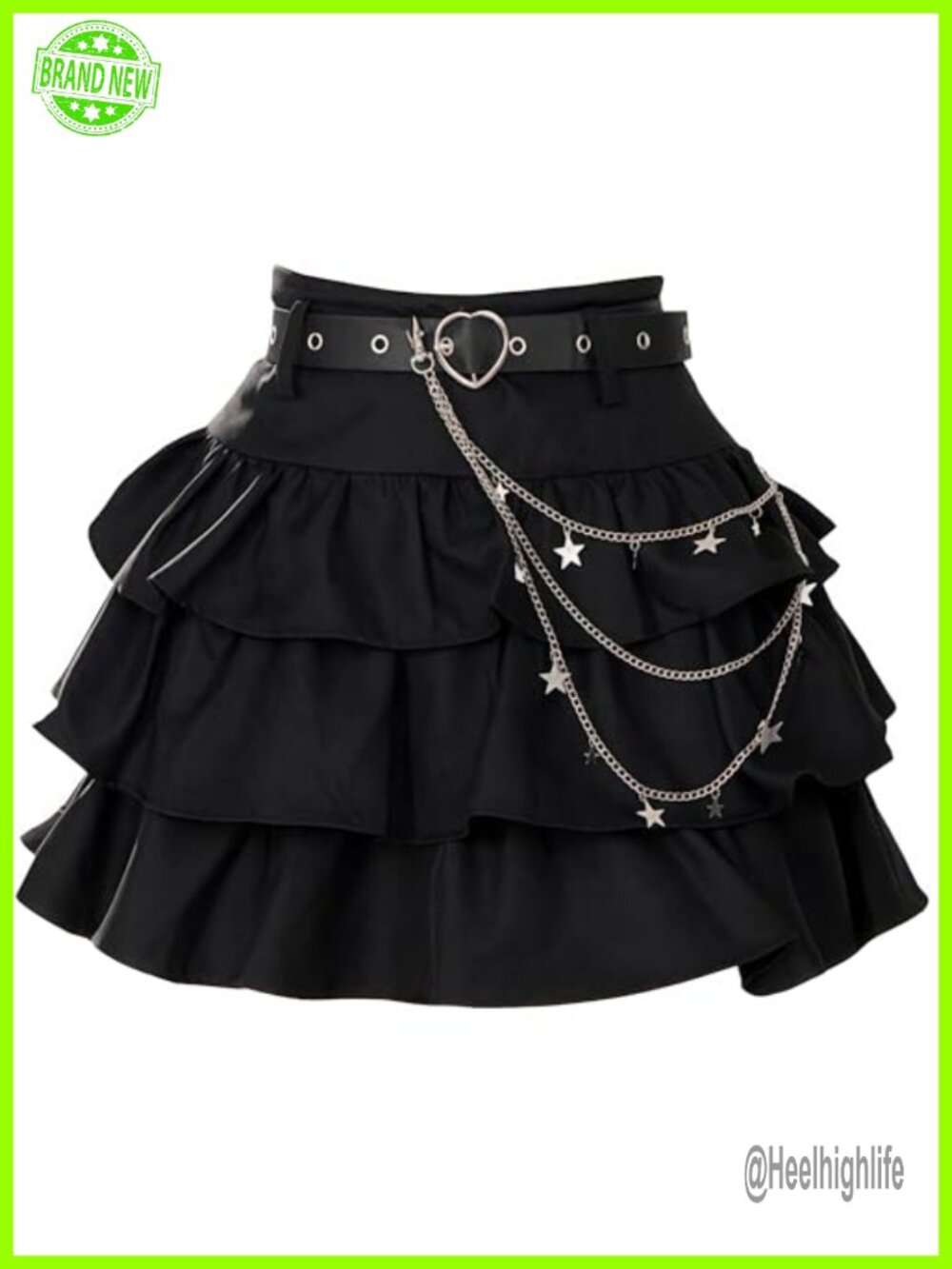 Polyester Mini Skirt High Waist A-Line Ruffled Y2K Gothic